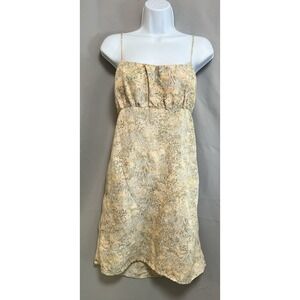 H&M‎ Dress Womens Medium Mini Floral Linen Blend Milkmaid Cottage Beige NWT